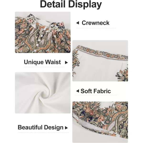 Flygo 2 piece Shirt and Shorts Sets Button Blouse Printing Loose Cotton Linen Elastic Waist Lounge Set Outfits
