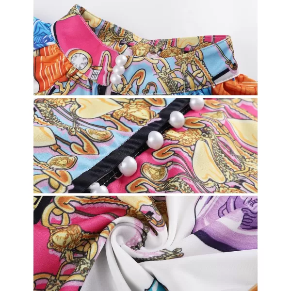 Flygo 2 piece Shirt and Shorts Sets Button Blouse Printing Loose Cotton Linen Elastic Waist Lounge Set Outfits