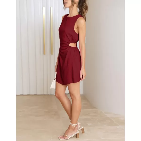 Flygo Cut Out Dresses Women Summer Sleeveless Cutout Waist Bodycon Mini Tank Dress Sundress