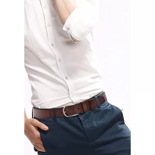 Flygo Genuine Leather Dress Belt For Men 1.5" Single Prong Buckle Jeans Belt