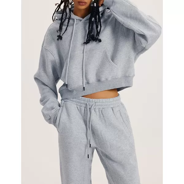 Flygo Jogging Suits for Women 2 Piece Sweatsuits Tracksuits Outfits Spring Crop Hoodie Pants Sets