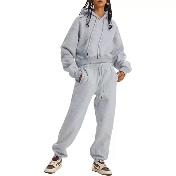 Flygo Jogging Suits for Women 2 Piece Sweatsuits Tracksuits Outfits Spring Crop Hoodie Pants Sets