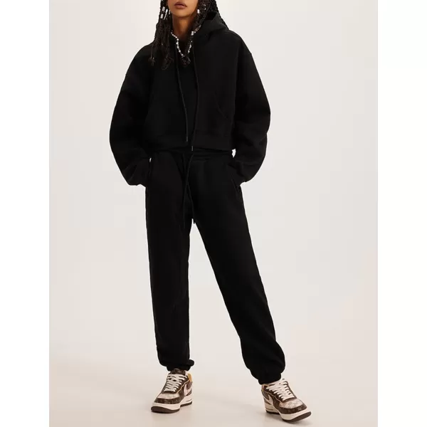 Flygo Jogging Suits for Women 2 Piece Sweatsuits Tracksuits Outfits Spring Crop Hoodie Pants Sets