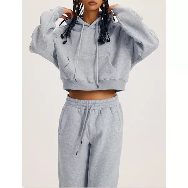 Flygo Jogging Suits for Women 2 Piece Sweatsuits Tracksuits Outfits Spring Crop Hoodie Pants Sets