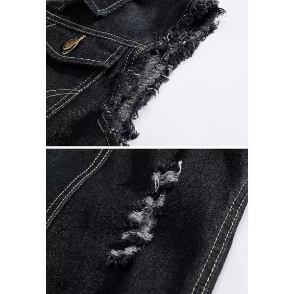 Flygo Men's Button Down Distressed Denim Vest Ripped Trucker Jean Outwear