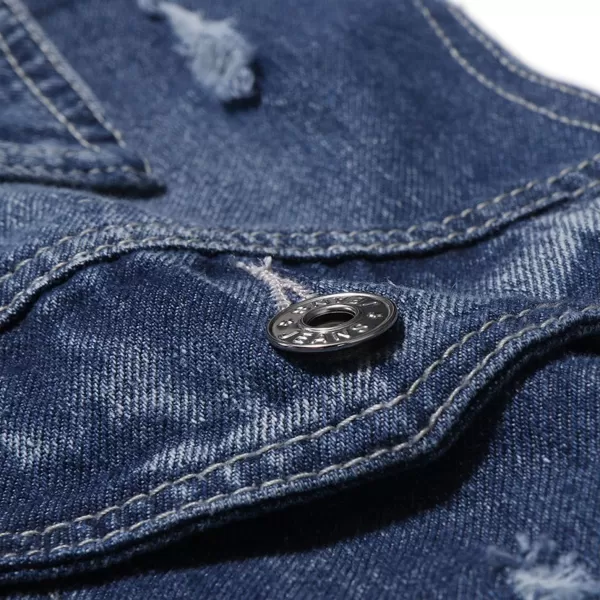 Flygo Mens Button Down Ripped Denim Vest Sleeveless Jean Trucker Jacket