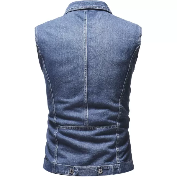 Flygo Mens Button Down Ripped Denim Vest Sleeveless Jean Trucker Jacket