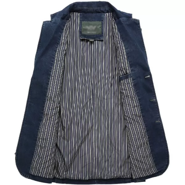 Flygo Men's Casual 3 Buttons Denim Blazer Slim Lapel Washed Denim Suit Jacket