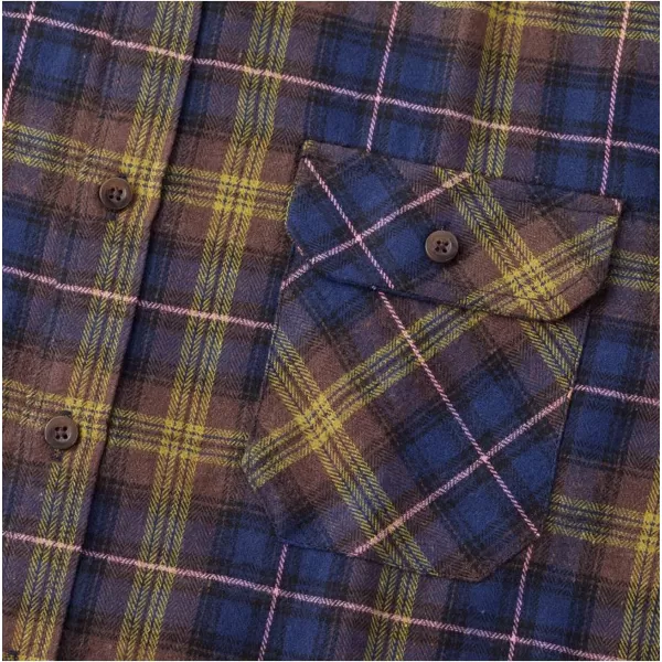 Flygo Men's Casual Collared Long Sleeve Plaid Button Down Shirt