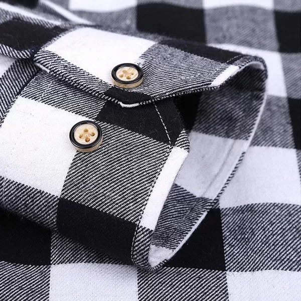 Flygo Men's Casual Collared Long Sleeve Plaid Button Down Shirt