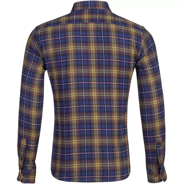 Flygo Men's Casual Collared Long Sleeve Plaid Button Down Shirt