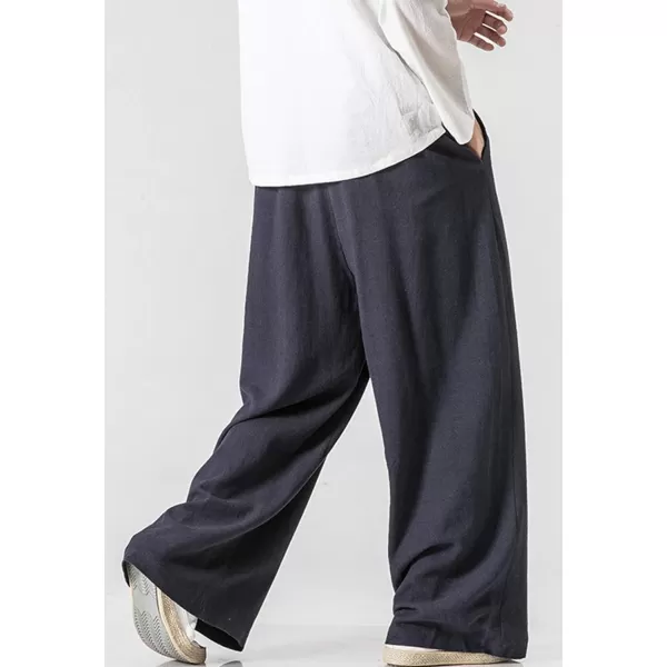 Flygo Mens Casual Cotton Linen Wide Leg Jogging Harem Pants Palazzo Trousers
