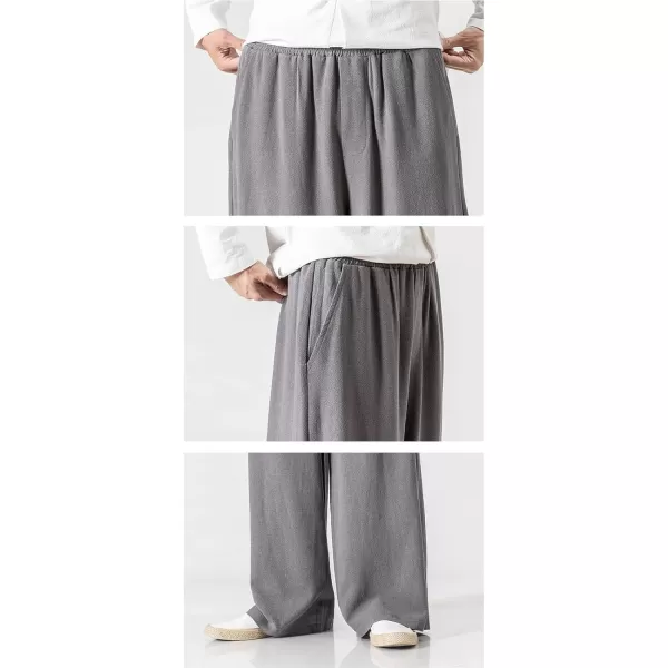 Flygo Mens Casual Cotton Linen Wide Leg Jogging Harem Pants Palazzo Trousers