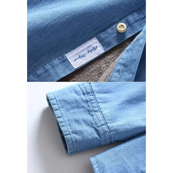 Flygo Men's Casual Long Sleeve Sherpa Lined Button Down Denim Shirt Jacket