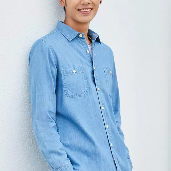 Flygo Men's Casual Long Sleeve Sherpa Lined Button Down Denim Shirt Jacket