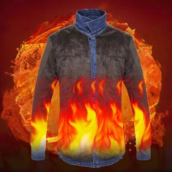 Flygo Men's Casual Long Sleeve Sherpa Lined Button Down Denim Shirt Jacket
