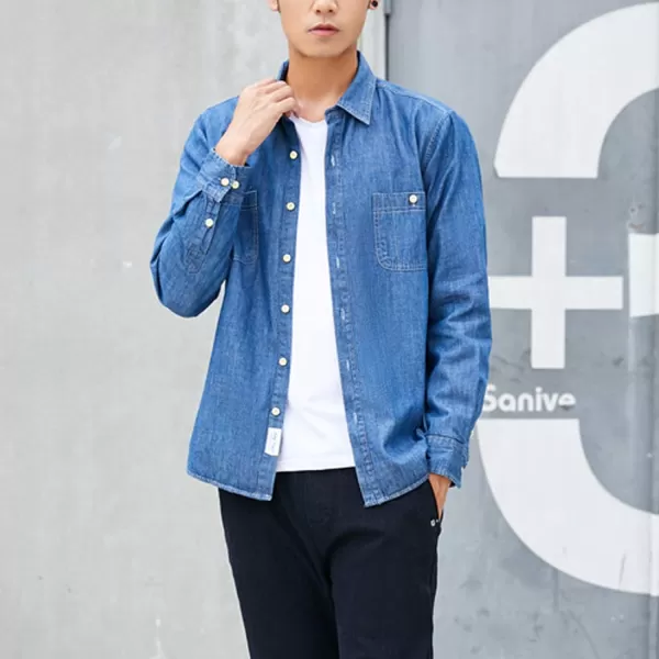 Flygo Men's Casual Long Sleeve Sherpa Lined Button Down Denim Shirt Jacket
