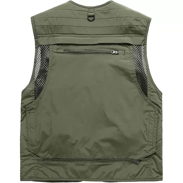 Flygo Men's Casual Outdoor Work Safari Fishing Travel Photo Cargo Vest Jacket Multi Pockets