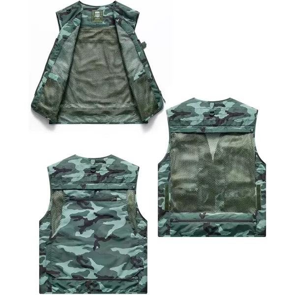 Flygo Men's Casual Outdoor Work Safari Fishing Travel Photo Cargo Vest Jacket Multi Pockets