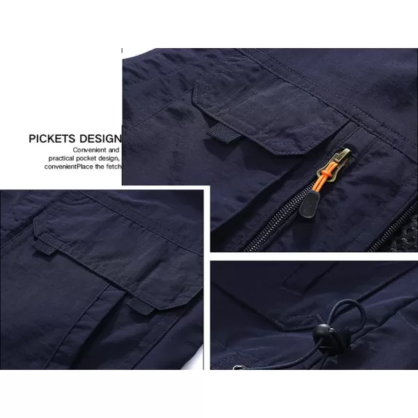 Flygo Men's Casual Outdoor Work Safari Fishing Travel Photo Cargo Vest Jacket Multi Pockets