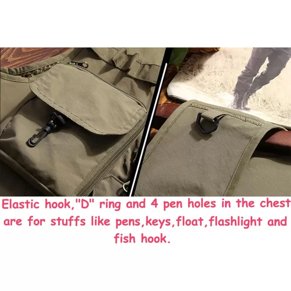 Flygo Men's Casual Outdoor Work Safari Fishing Travel Photo Cargo Vest Jacket Multi Pockets