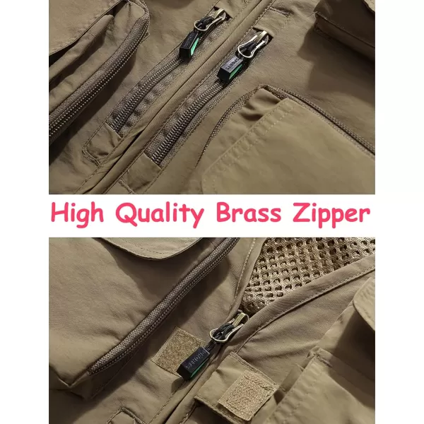 Flygo Men's Casual Outdoor Work Safari Fishing Travel Photo Cargo Vest Jacket Multi Pockets