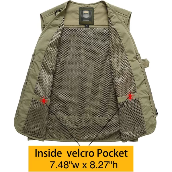 Flygo Men's Casual Outdoor Work Safari Fishing Travel Photo Cargo Vest Jacket Multi Pockets