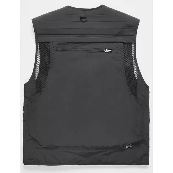 Flygo Men's Casual Outdoor Work Safari Fishing Travel Photo Cargo Vest Jacket Multi Pockets