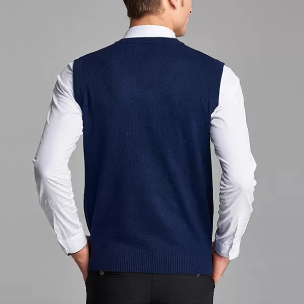 Flygo Men's Casual V-Neck Argyle Knitted Pullover Sweater Vest Knitwear Waistcoat