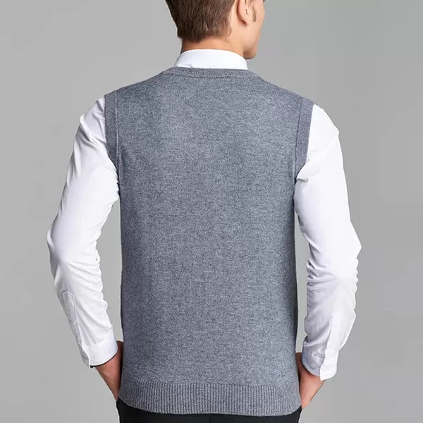 Flygo Men's Casual V-Neck Argyle Knitted Pullover Sweater Vest Knitwear Waistcoat