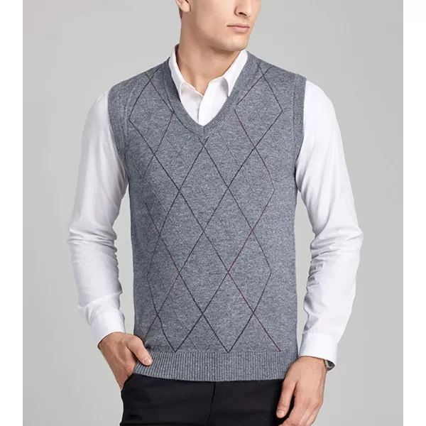Flygo Men's Classic Pullover Argyle Vest Sweater