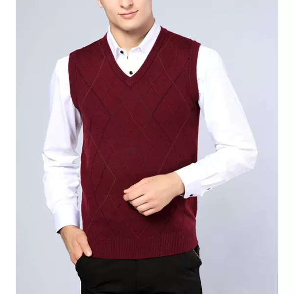 Flygo Men's Classic Pullover Argyle Vest Sweater