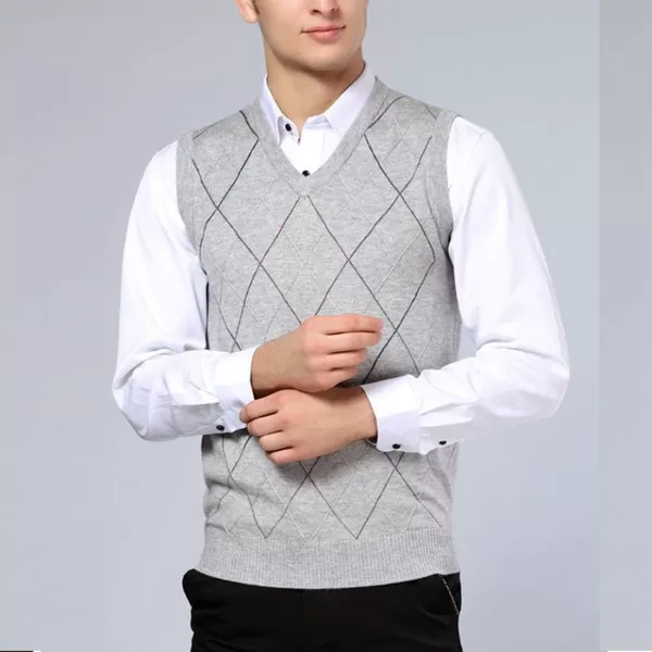 Flygo Men's Classic Pullover Argyle Vest Sweater
