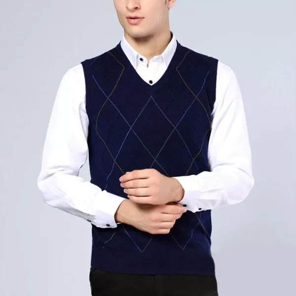 Flygo Men's Classic Pullover Argyle Vest Sweater