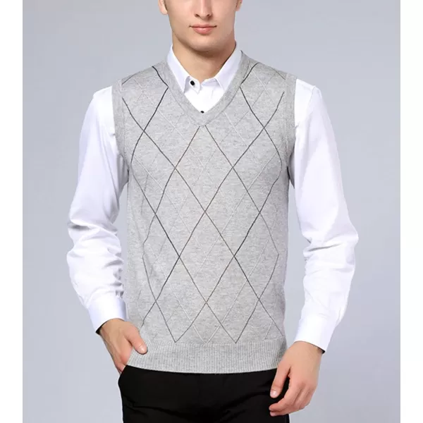 Flygo Men's Classic Pullover Argyle Vest Sweater