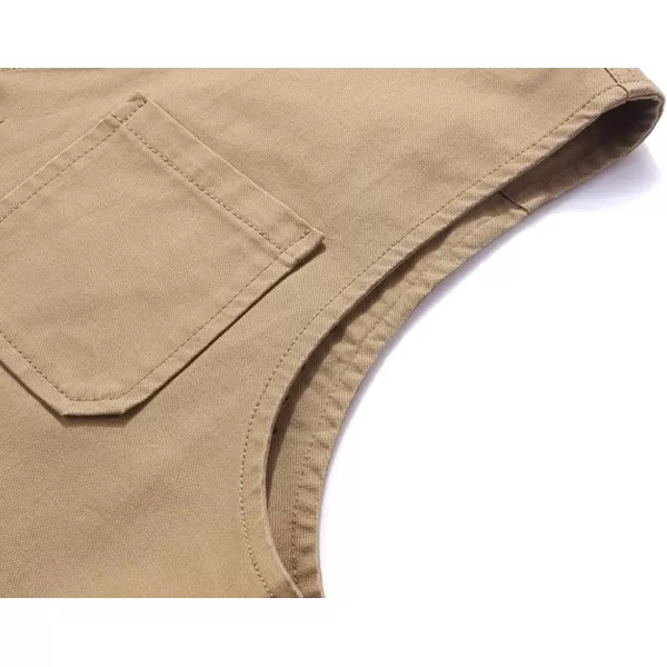Flygo Mens Cotton Canvas Work Travel Vest Sleeveless Jacket