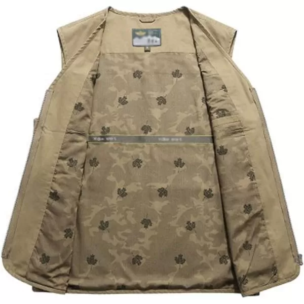 Flygo Men's Cotton Cargo Vest Lightweight Fishing Safari Travel Work Vest Jacket