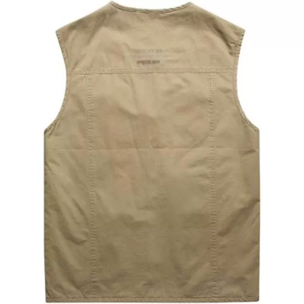 Flygo Men's Cotton Cargo Vest Lightweight Fishing Safari Travel Work Vest Jacket