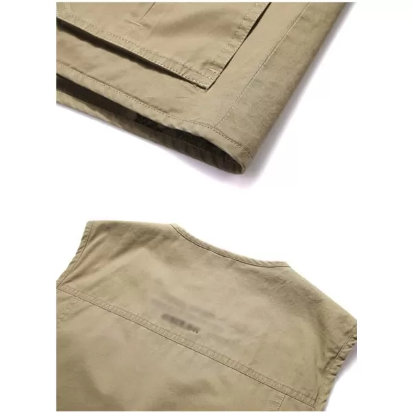 Flygo Men's Cotton Cargo Vest Lightweight Fishing Safari Travel Work Vest Jacket