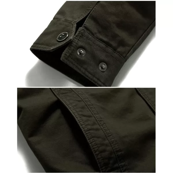 Flygo Men's Cotton Stand Collar Military Jacket Outdoor Windbreaker Coat with Shoulder Straps