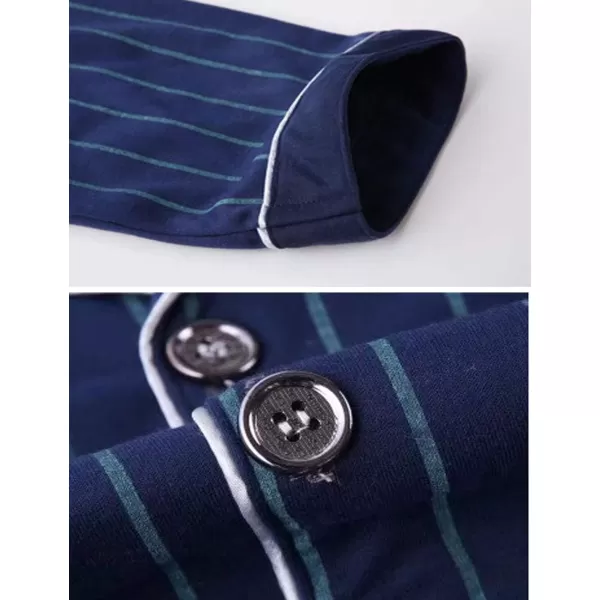 Flygo Mens Cotton Woven Plaid Sleepwear Long Sleeve Button-Down Pajamas Set