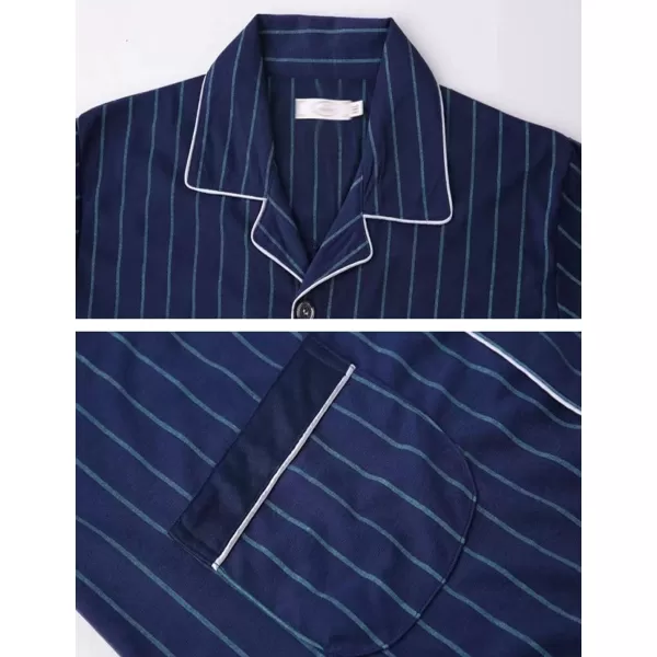 Flygo Mens Cotton Woven Plaid Sleepwear Long Sleeve Button-Down Pajamas Set