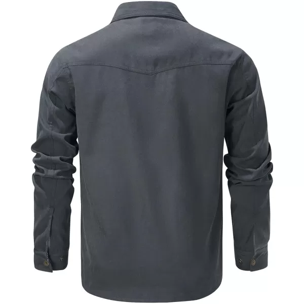 Flygo Mens Flannel Lined Shirt Jacket Vintage Snap Button Western Jacket Outdoor Cowboy Shirts Jackets