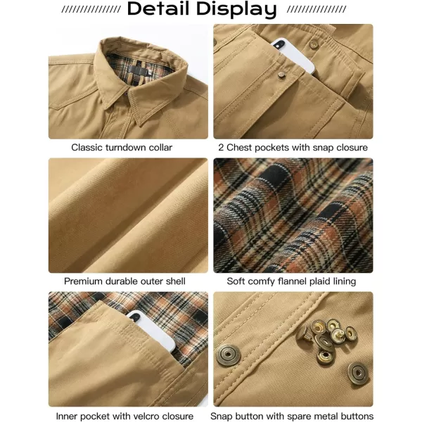 Flygo Mens Flannel Lined Shirt Jacket Vintage Snap Button Western Jacket Outdoor Cowboy Shirts Jackets