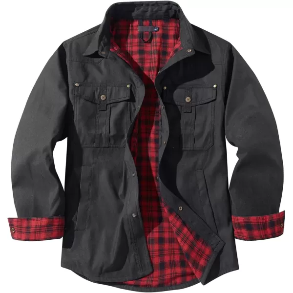 Flygo Mens Flannel Lined Shirt Jacket Vintage Snap Button Western Jacket Outdoor Cowboy Shirts Jackets