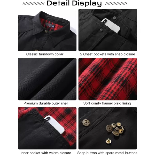 Flygo Mens Flannel Lined Shirt Jacket Vintage Snap Button Western Jacket Outdoor Cowboy Shirts Jackets