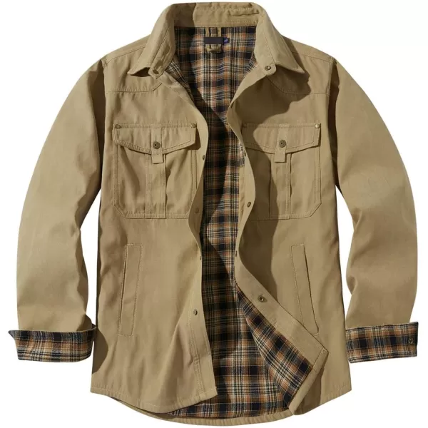 Flygo Mens Flannel Lined Shirt Jacket Vintage Snap Button Western Jacket Outdoor Cowboy Shirts Jackets