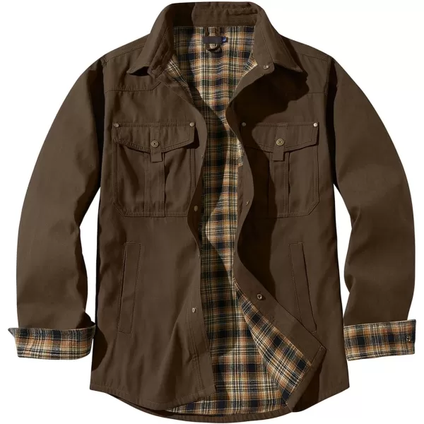 Flygo Mens Flannel Lined Shirt Jacket Vintage Snap Button Western Jacket Outdoor Cowboy Shirts Jackets