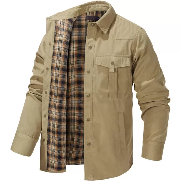 Flygo Mens Flannel Lined Shirt Jacket Vintage Snap Button Western Jacket Outdoor Cowboy Shirts Jackets