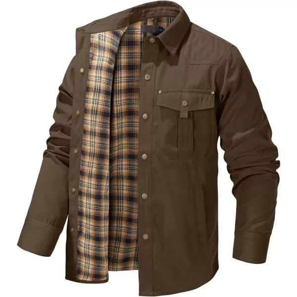 Flygo Mens Flannel Lined Shirt Jacket Vintage Snap Button Western Jacket Outdoor Cowboy Shirts Jackets